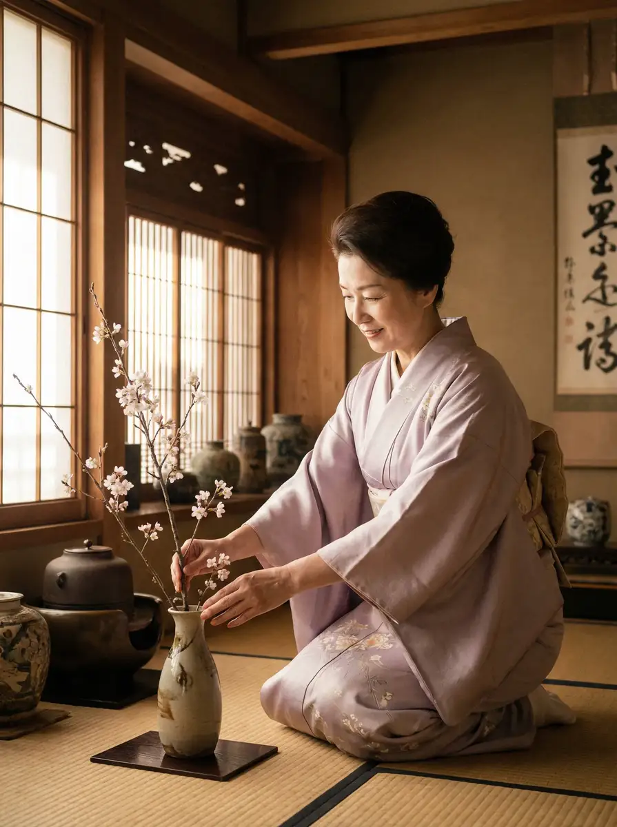 一位优雅的 探花-探花电影官方网站|真实可靠探花最新更新 在和室中插花